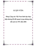 LUẬN VĂN: Đảng Cộng sản Việt Nam lãnh đạo thực hiện đường lối đối ngoại trong những năm đổi mới từ 1991 đến 2001