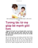 Tương tác từ mẹ giúp bé mạnh giỏi hơn