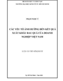 Luận án Tiến sĩ Kinh tế: Các yếu tố ảnh hưởng đến kết quả xuất khẩu rau quả của doanh nghiệp Việt Nam