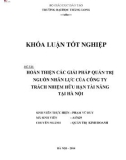 Khóa luận tốt nghiệp: Hoàn thiện các giải pháp quản trị nguồn nhân lực của Công ty Trách nhiệm hữu hạn Tài Năng tại Hà Nội