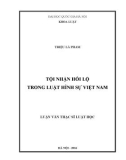 Luận văn Thạc sĩ Luật học: Tội nhận hối lộ trong luật hình sự Việt Nam