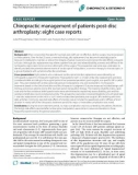 Báo cáo y học: Chiropractic management of patients post-disc arthroplasty: eight case report