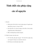 Tính chất của phép cộng các số nguyên