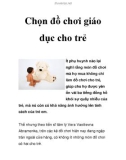 Chọn đồ chơi giáo dục cho trẻ