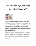 Học sinh tiểu học Anh được dạy cách quan hệ