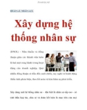 QUẢN LÝ NHÂN LỰC Xây dựng hệ thống nhân sự