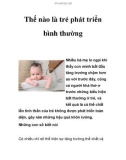 Thế nào là trẻ phát triển bình thường