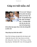 Giúp trẻ biết kiềm chế