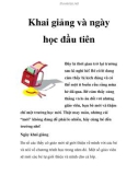 Khai giảng và ngày học đầu tiên