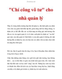 Chí công vô tư cho nhà quản lý