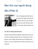 Bản lĩnh của người đứng đầu (Phần 2)