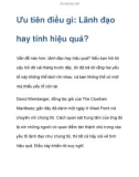 Ưu tiên điều gì: Lãnh đạo hay là tính hiệu quả?