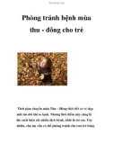 Phòng tránh bệnh mùa thu - đông cho trẻ