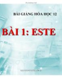 Bài giảng Hóa học 12 - Bài 1: Tìm hiểu Este