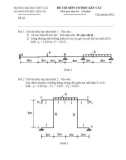 Đề thi môn cơ học kết cấu 1- Trường đại học Thủy Lợi - Đề số 3