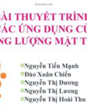 BÀI THUYẾT TRÌNH CÁC ỨNG DỤNG CỦA.NĂNG LƯỢNG MẶT TRỜI