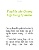 Ý nghĩa của Quang hợp trong tự nhiên