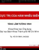 Bài giảng Giải tích 2: Cực trị của hàm nhiều biến - Tăng Lâm Tường Vinh