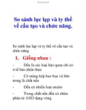 So sánh lục lạp và ty thể về cấu tạo và chức năng.