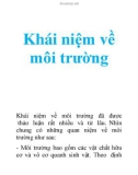 Khái niệm về môi trường