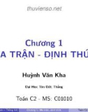 Bài giảng Toán C2: Chương 1 - ThS. Huỳnh Văn Kha