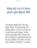 Khu hệ cá ở Vườn quốc gia Bạch Mã