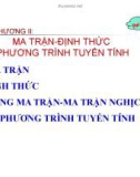 Bài giảng Đại số tuyến tính: Chương 2.1 - TS. Nguyễn Hải Sơn