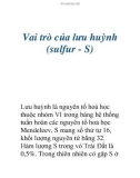 Vai trò của lưu huỳnh (sulfur - S)