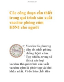 Các công đoạn cần thiết trong qui trình sản xuất vaccine phòng cúm H5N1 cho người