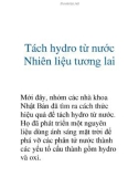 Tách hydro từ nước Nhiên liệu tương lai