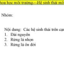 Bài giảng Cơ sở khoa học môi trường: Hệ sinh thái môi trường - Nguyễn Thanh Bình (P9)