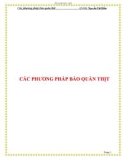 CÁC PHƯƠNG PHÁP BẢO QUẢN THỊT