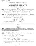 Đề kiểm tra cuối học kì - Khóa 2009 - Môn học: Cơ lượng tử - Năm học: 2010-2011