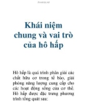 Khái niệm chung và vai trò của hô hấp