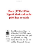 Baer (1792-1876): Người khai sinh môn phôi học so sánh