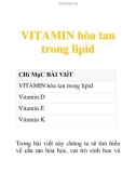 VITAMIN hòa tan trong lipid