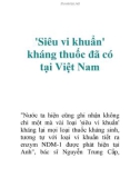 'Siêu vi khuẩn' kháng thuốc đã có tại Việt Nam