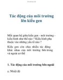 Tác động của môi trường lên kiểu gen