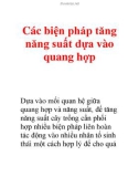 Các biện pháp tăng năng suất dựa vào quang hợp