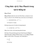 Công thức vật lý Max Planck trong vật lý thống kê