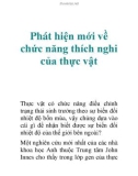 Phát hiện mới về chức năng thích nghi của thực vật