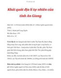 Khái quát địa lí tự nhiên của tỉnh An Giang