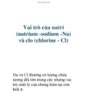 Vai trò của natri (natrium -sodium -Na) và clo (chlorine - Cl)