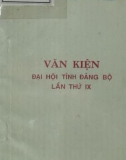 Văn kiện Đại hội tỉnh Đảng bộ lần thứ IX