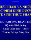 THỰC PHẨM VÀ NHỮNG ĐẶC ĐIỂM DINH DƯỠNG, VỆ SINH THỰC PHẨM