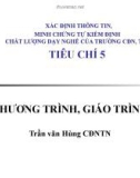 Bài giảng Chương trình, giáo trình - Trần Văn Hùng