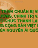 Thảo luận nhóm - QUÁ TRÌNH CHUẨN BỊ VỀ TƯ TƯỞNG, CHÍNH TRỊ VÀ TỔ CHỨC THÀNH LẬP ĐẢNG CỘNG SẢN VIỆT NAM CỦA NGUYỄN ÁI QUỐC