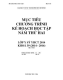 Mục tiêu chương trình kế hoạch học tập năm thứ hai