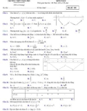 Đề thi thử tốt nghiệp THPT năm 2021 môn Toán có đáp án - Trường THPT Trần Phú (Lần 1)