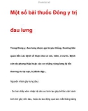 Một số bài thuốc Đông y trị đau lưng